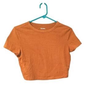 Wild Fable Size Medium M Brown Crop Top Cotton Reycled Polyester Short Tshirt